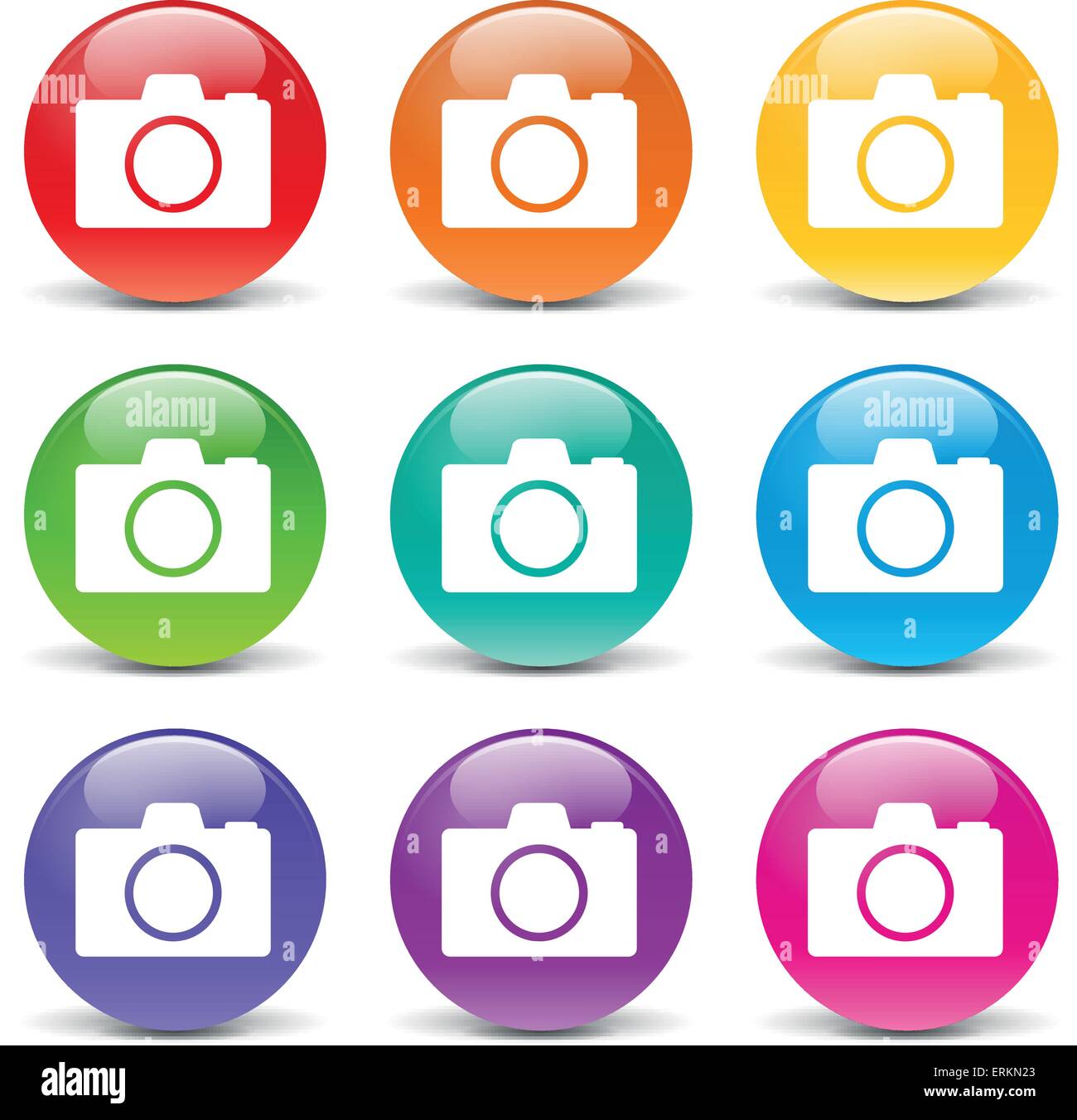 Illustrazione Vettoriale delle icone della telecamera su sfondo bianco Illustrazione Vettoriale