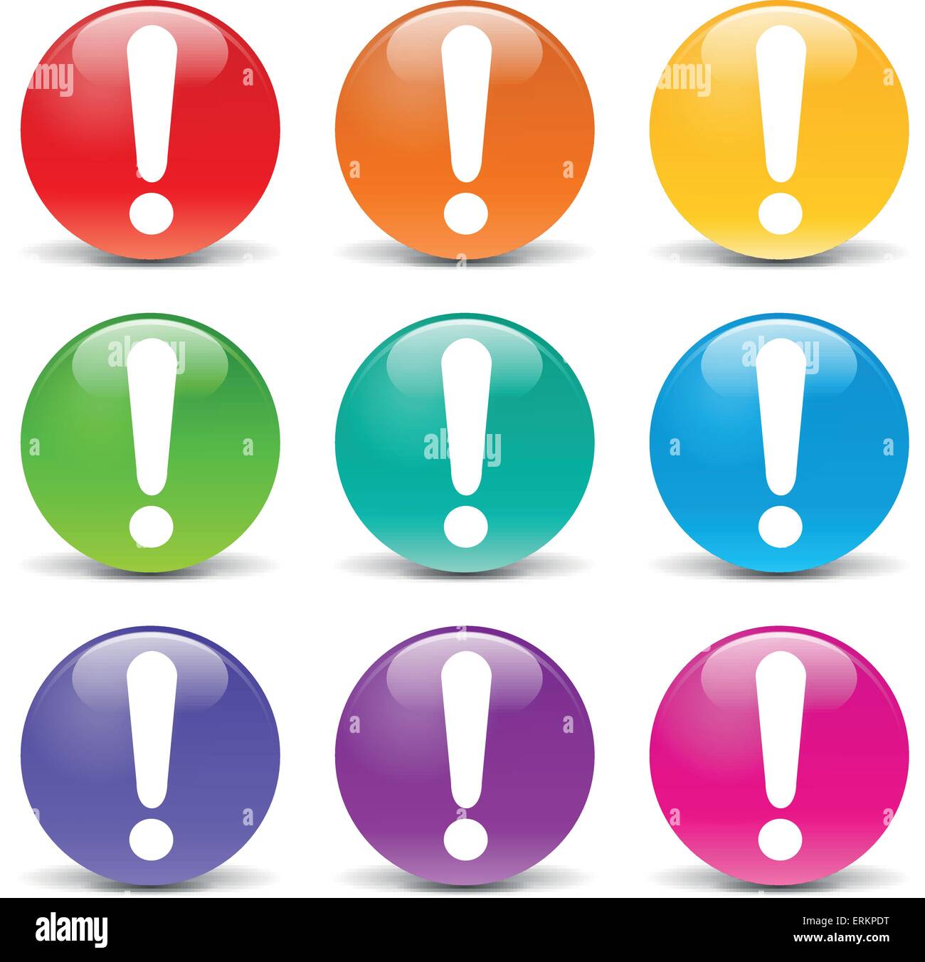 Illustrazione Vettoriale delle icone di avviso su sfondo bianco Illustrazione Vettoriale