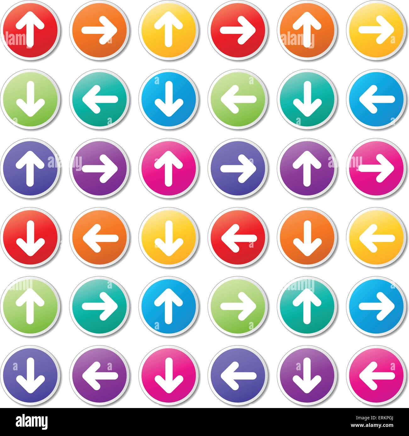 Illustrazione Vettoriale di impostare le frecce colorate su sfondo bianco Illustrazione Vettoriale