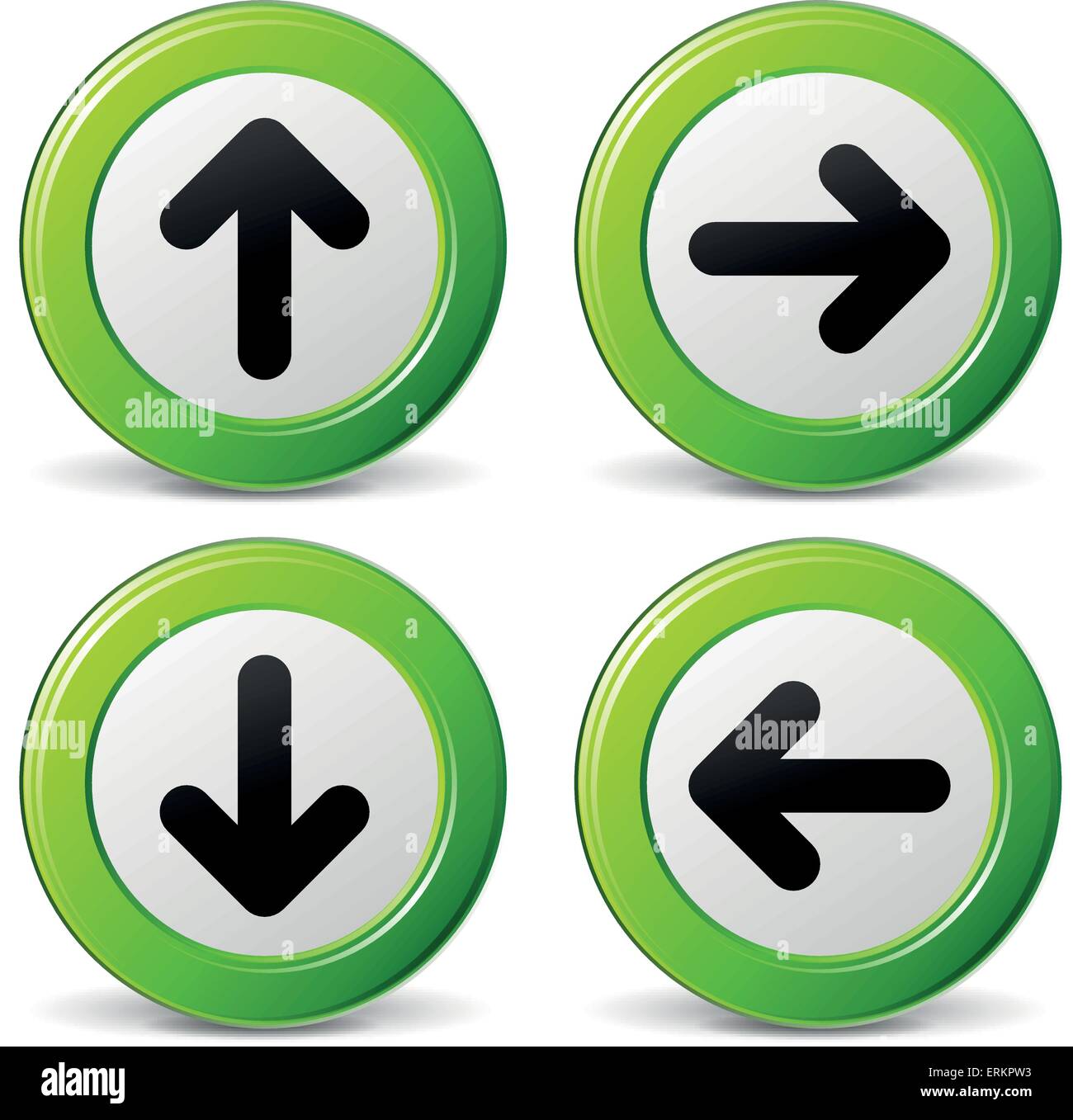 Illustrazione Vettoriale delle frecce di set di icone verdi su sfondo bianco Illustrazione Vettoriale
