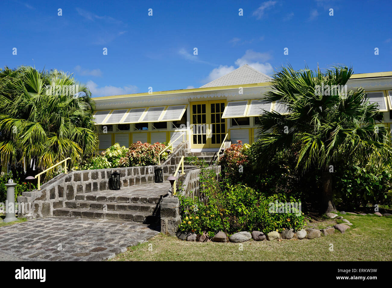 Vecchia piantagione House, Nesbit Beach Club di Nevis, Saint Kitts e Nevis, Isole Sottovento, West Indies, dei Caraibi e America centrale Foto Stock
