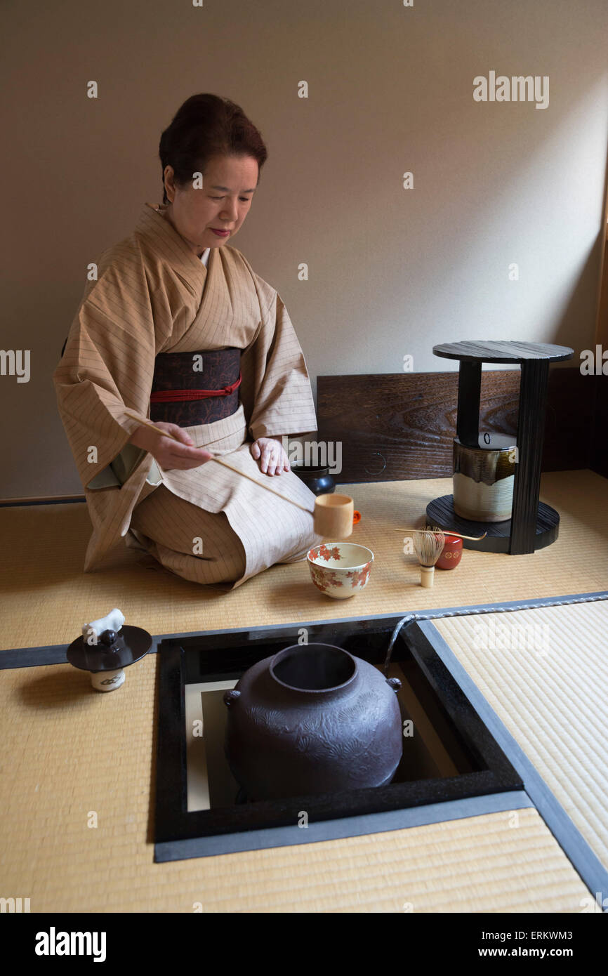 Cerimonia del tè giapponese, Kyoto, Giappone, Asia Foto Stock