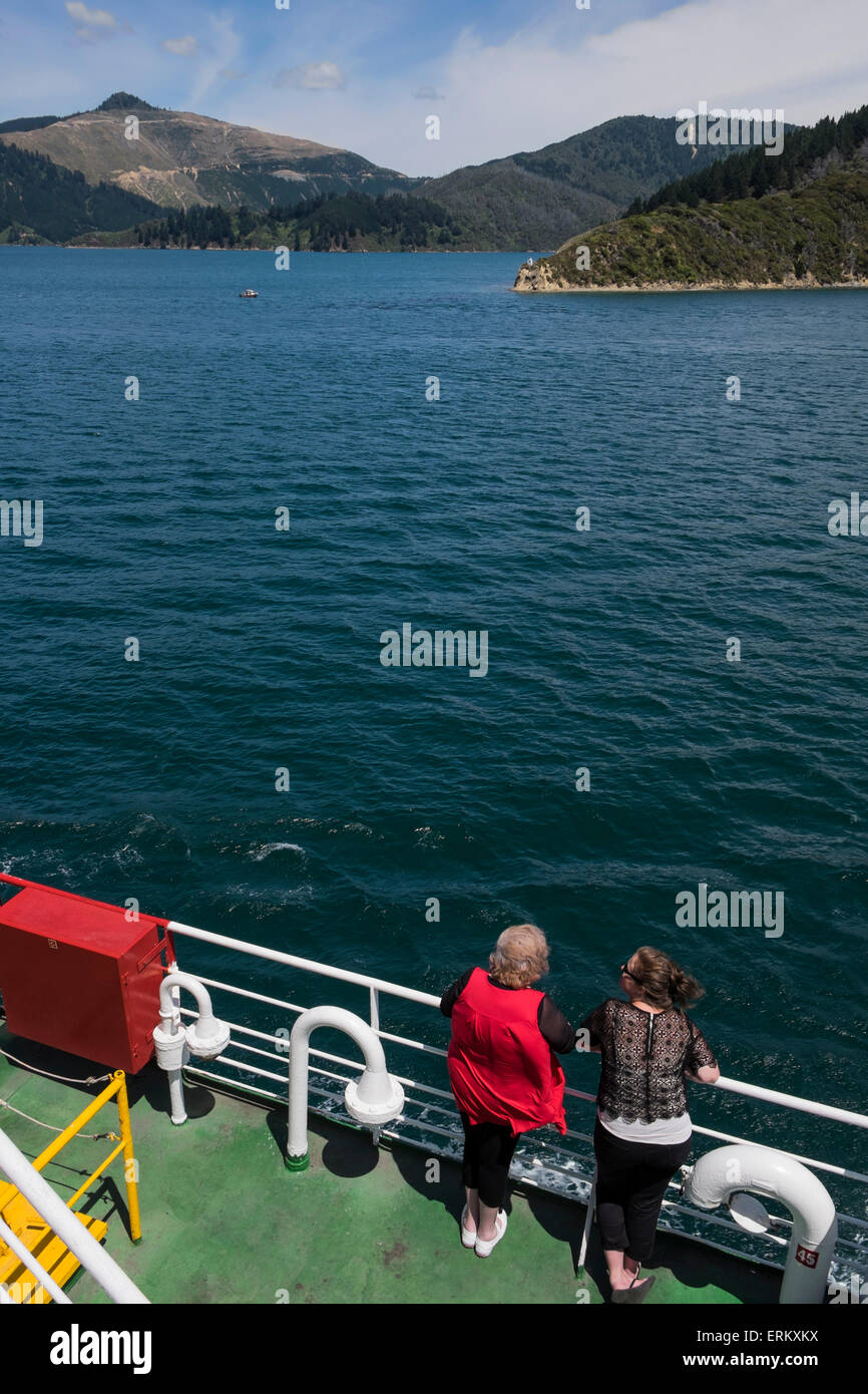 Il viaggio su interisland ferry fra Picton e Wellington in Nuova Zelanda. Foto Stock