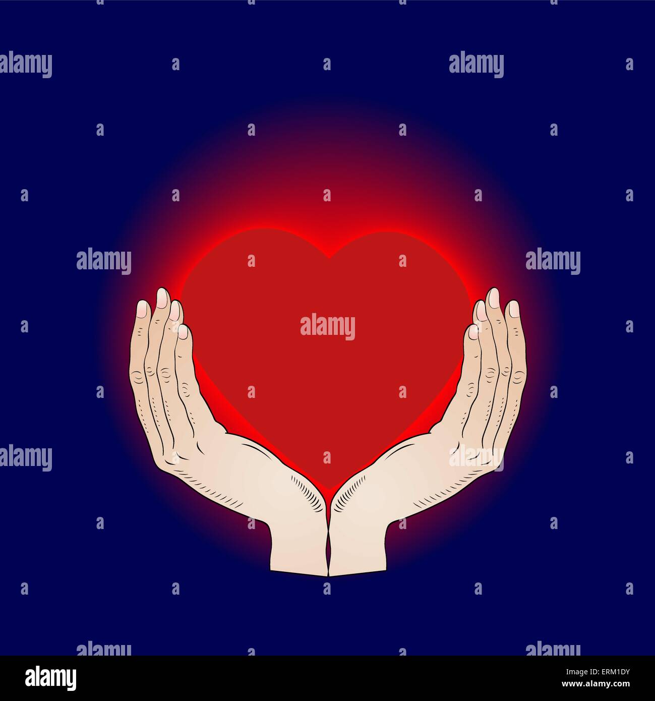Cuore nelle mani - amore appassionato - vettore Illustrazione Vettoriale