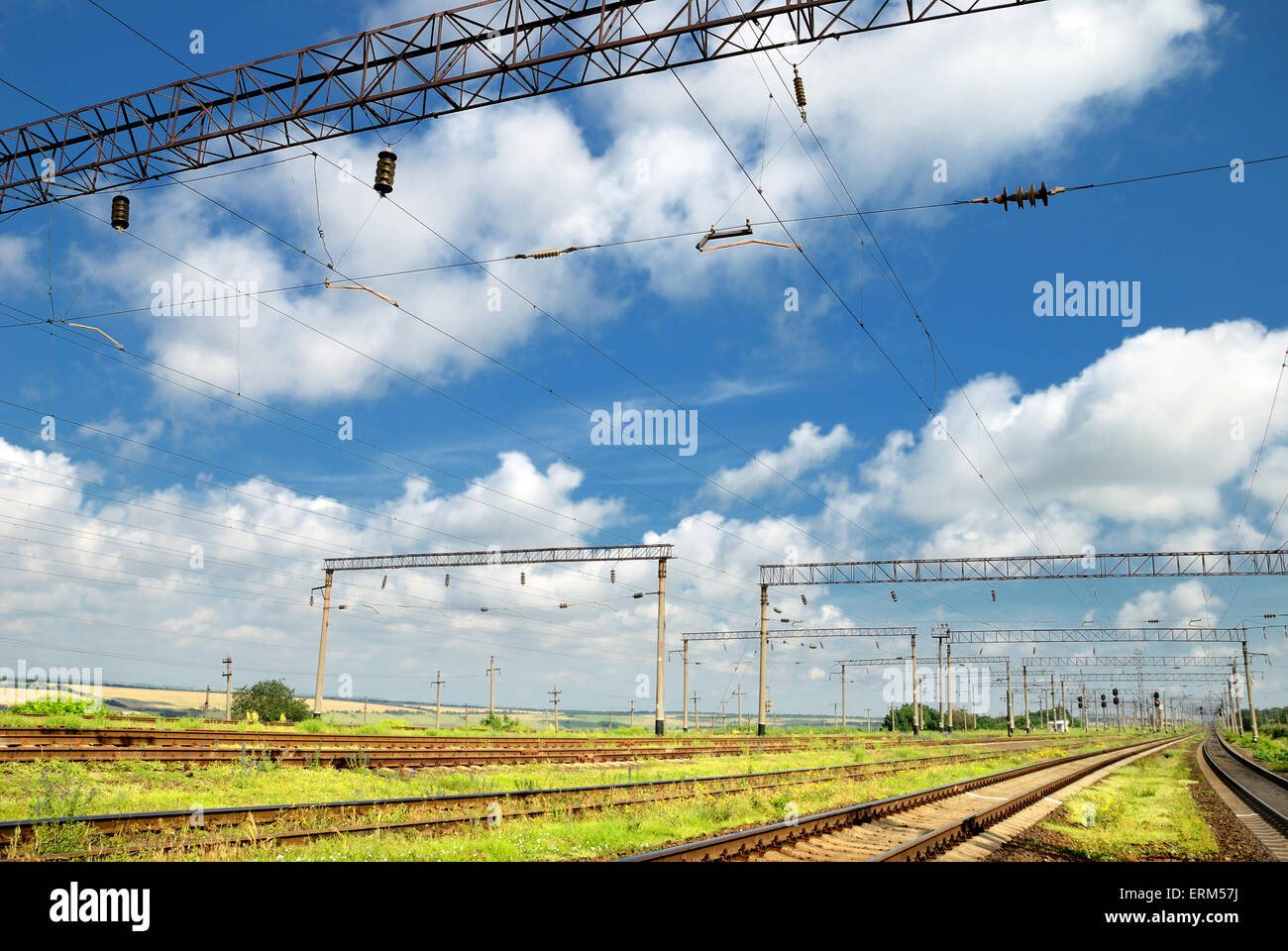 Estate paesaggio ferroviario Foto Stock