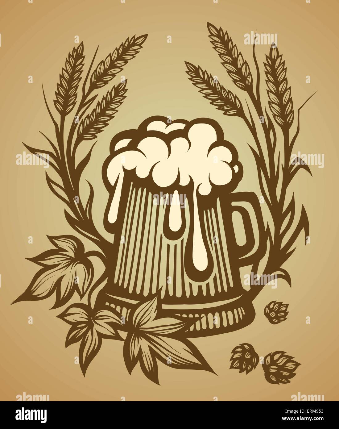 Boccale di birra in legno Illustrazione Vettoriale