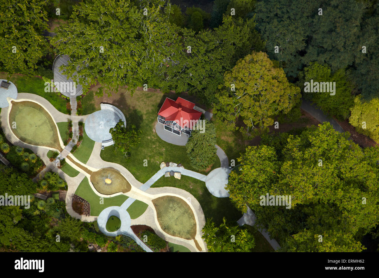 Parana Park Parco giochi per bambini, Hamilton, Waikato, Isola del nord, Nuova Zelanda - aerial Foto Stock