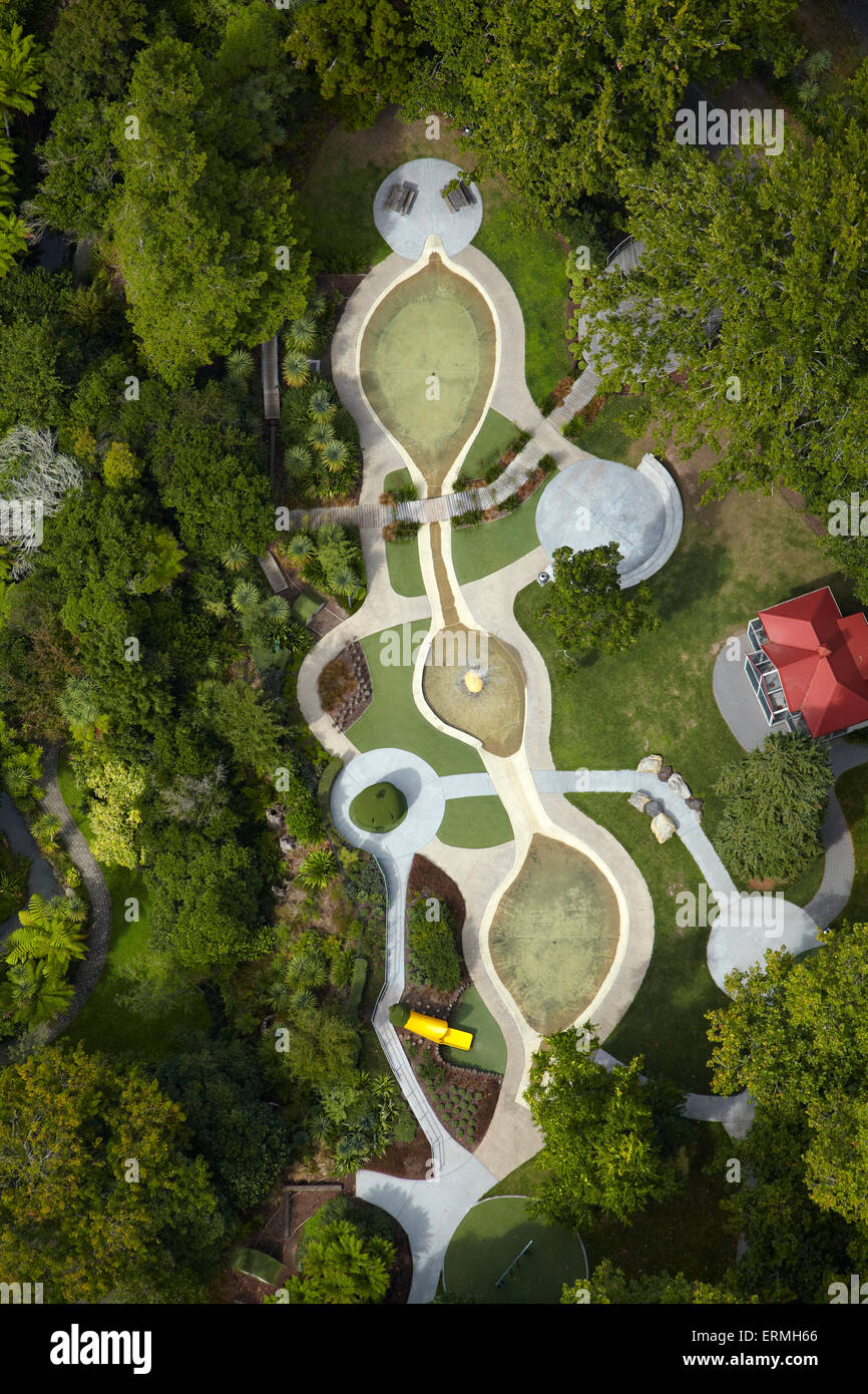 Parana Park Parco giochi per bambini, Hamilton, Waikato, Isola del nord, Nuova Zelanda - aerial Foto Stock