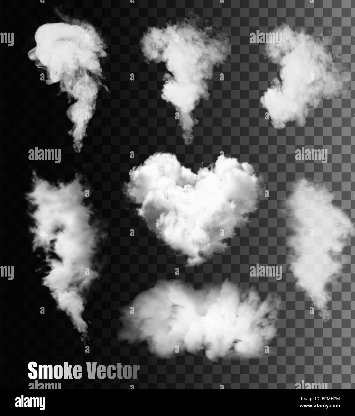 Impostare trasparente di diversi vettori di fumo. Foto Stock