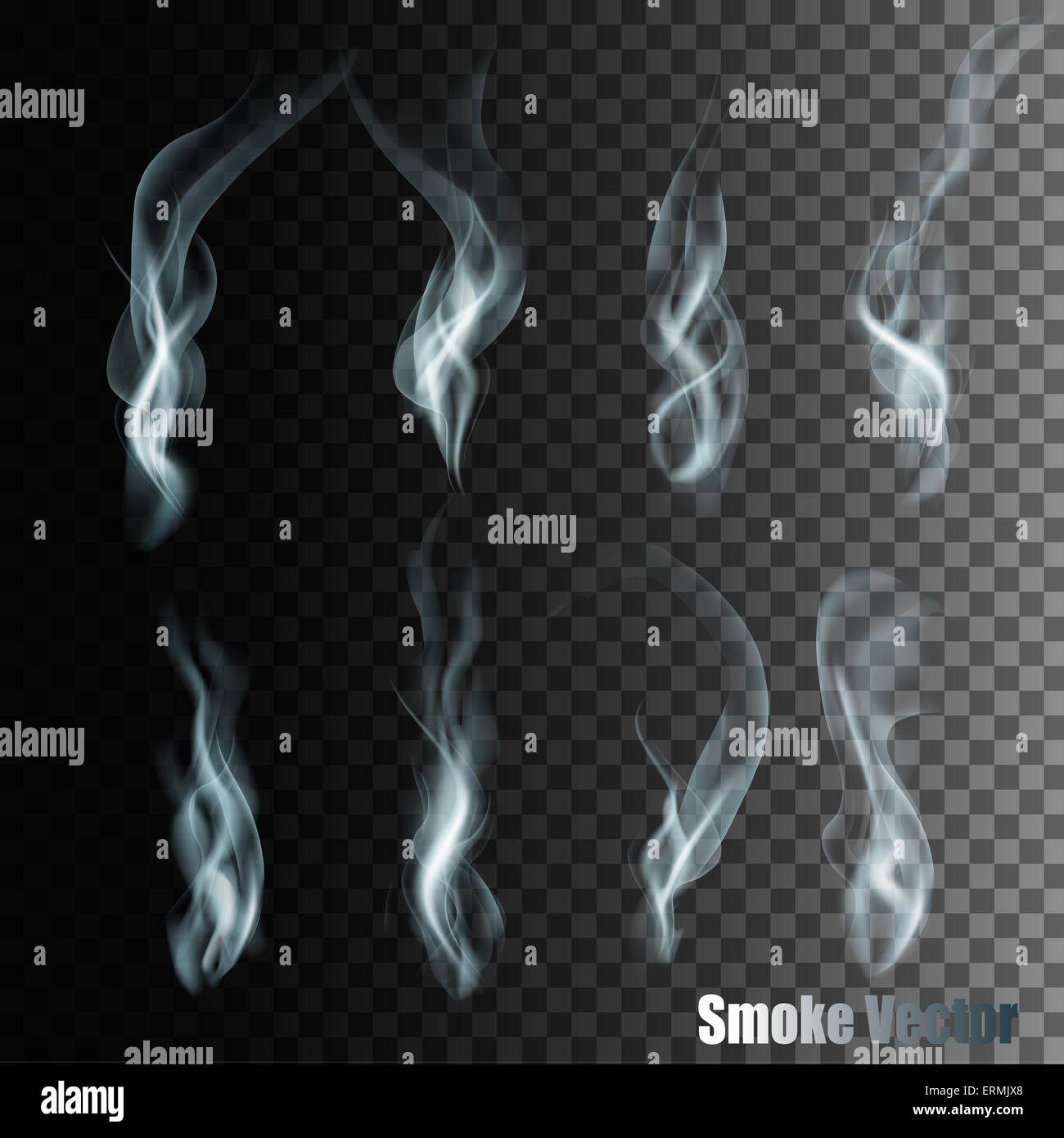 Impostare trasparente di diversi vettori di fumo. Foto Stock
