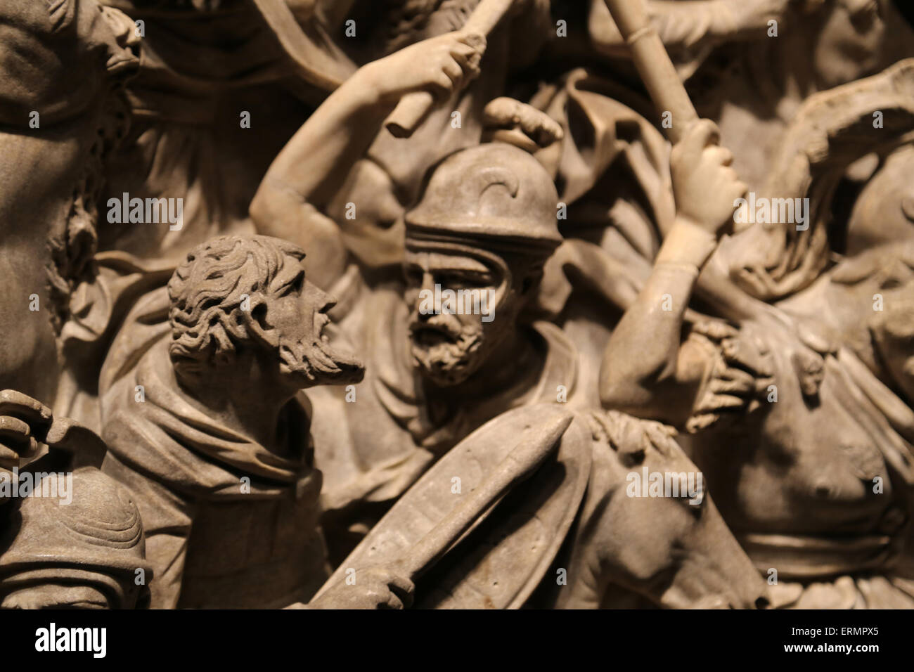 Portonaccio sarcofago. 180 annuncio. Batlle tra Romani e germanica in Marcomannics guerre. Museo Nazionale Romano. Palazzo Massimo Foto Stock