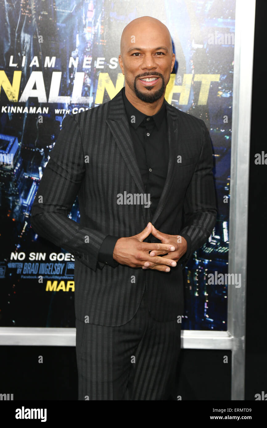 Attore/rapper Common assiste la premiere del 'eseguire tutta la notte' a AMC Loews Lincoln Square il 9 marzo 2015 in New York City. Foto Stock