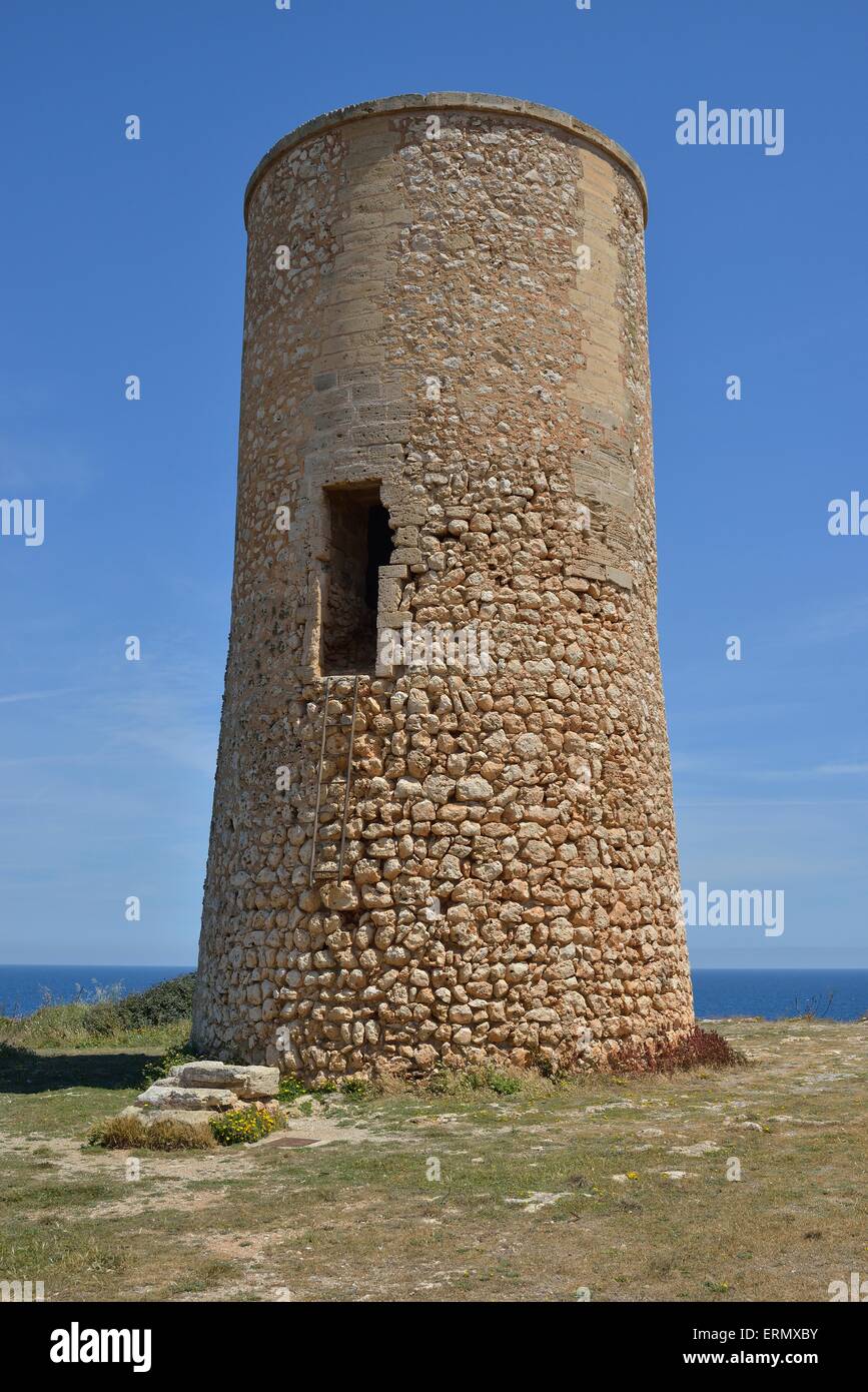 Torre del Serral dels Falcons, Falcon Tower, Porto Cristo, Maiorca, isole Baleari, Spagna Foto Stock