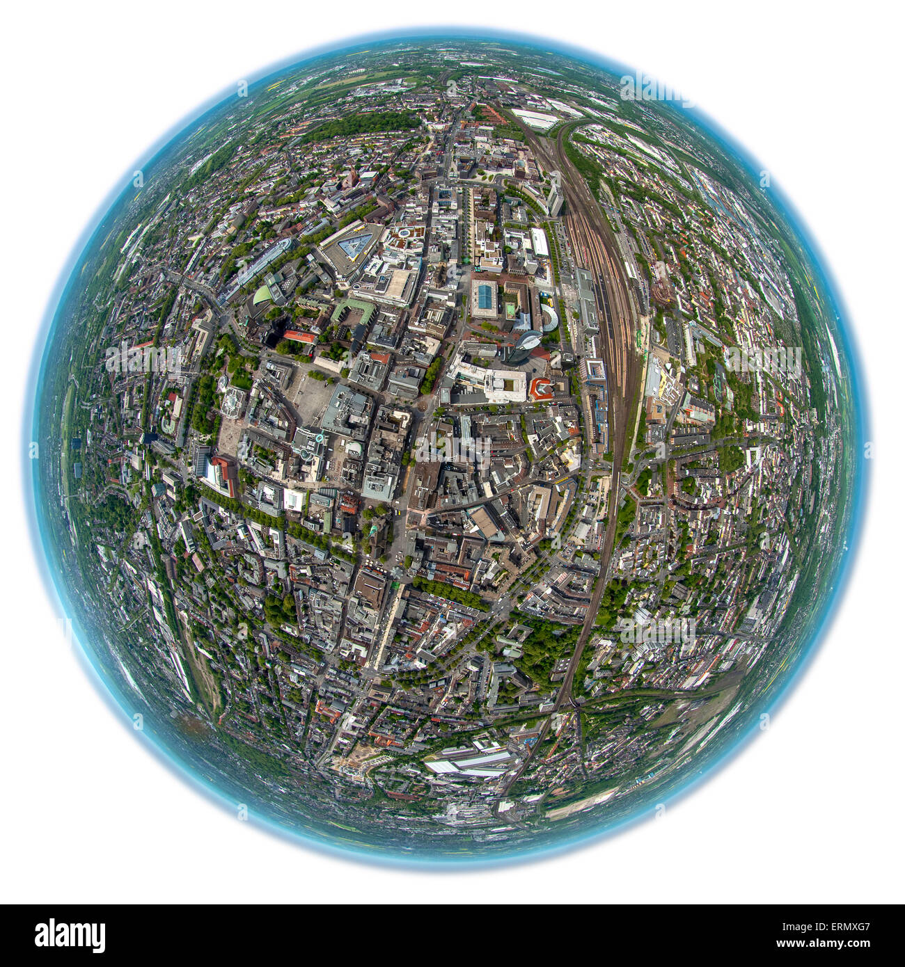 Fisheye, centro città, Dortmund, distretto della Ruhr, Nord Reno-Westfalia, Germania Foto Stock