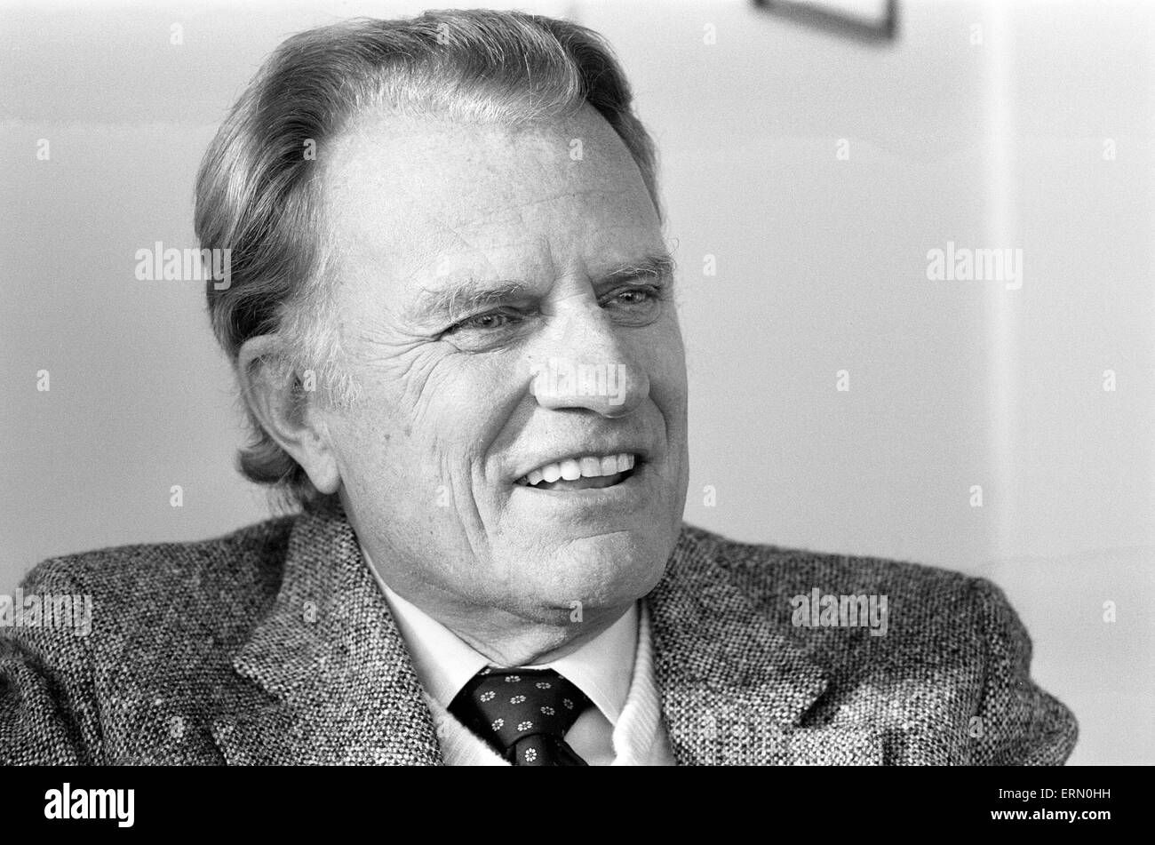 Billy Graham, American Christian evangelista, a Londra, 19 gennaio 1984. Foto Stock