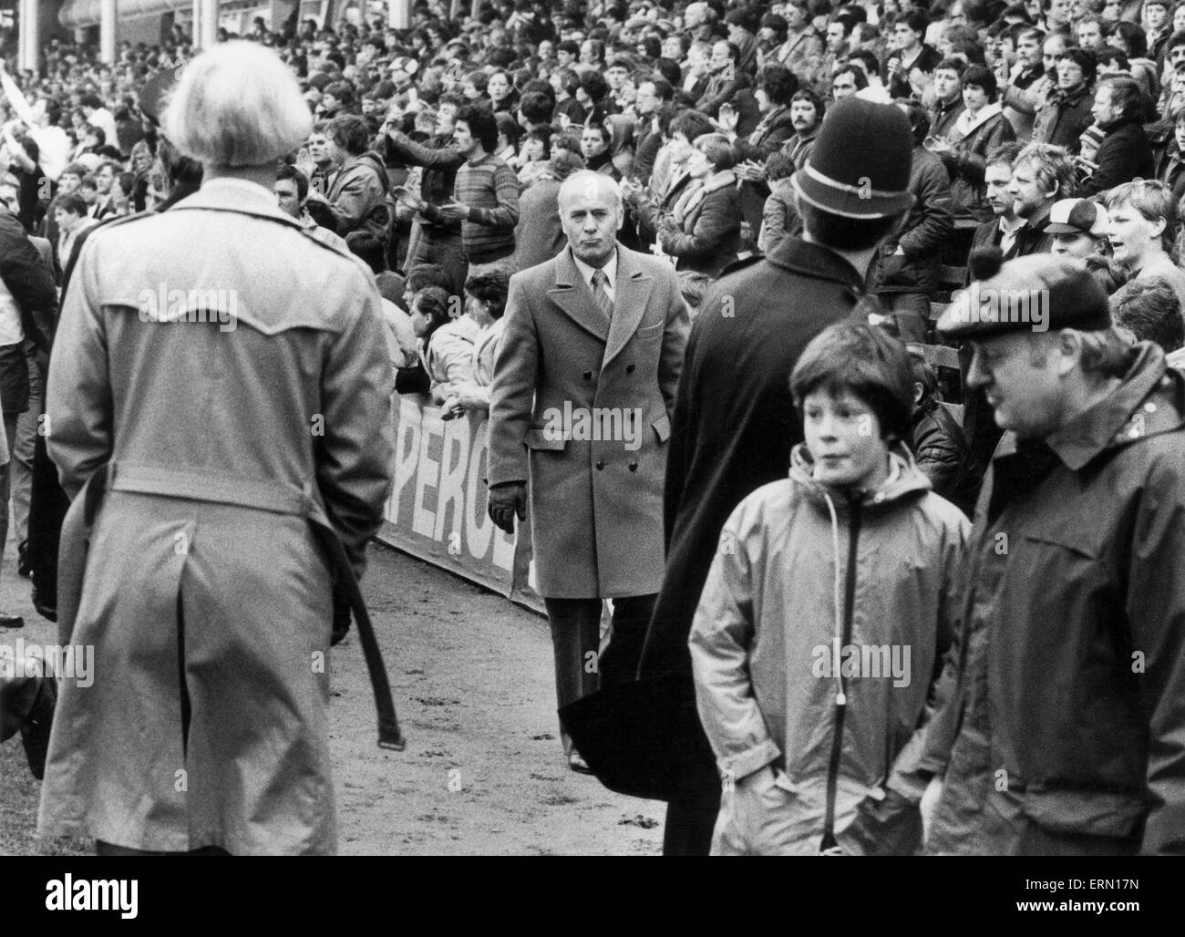 Birmingham City Football Manager Ron Saunders presso il St Andrews. Aprile 1983. Foto Stock
