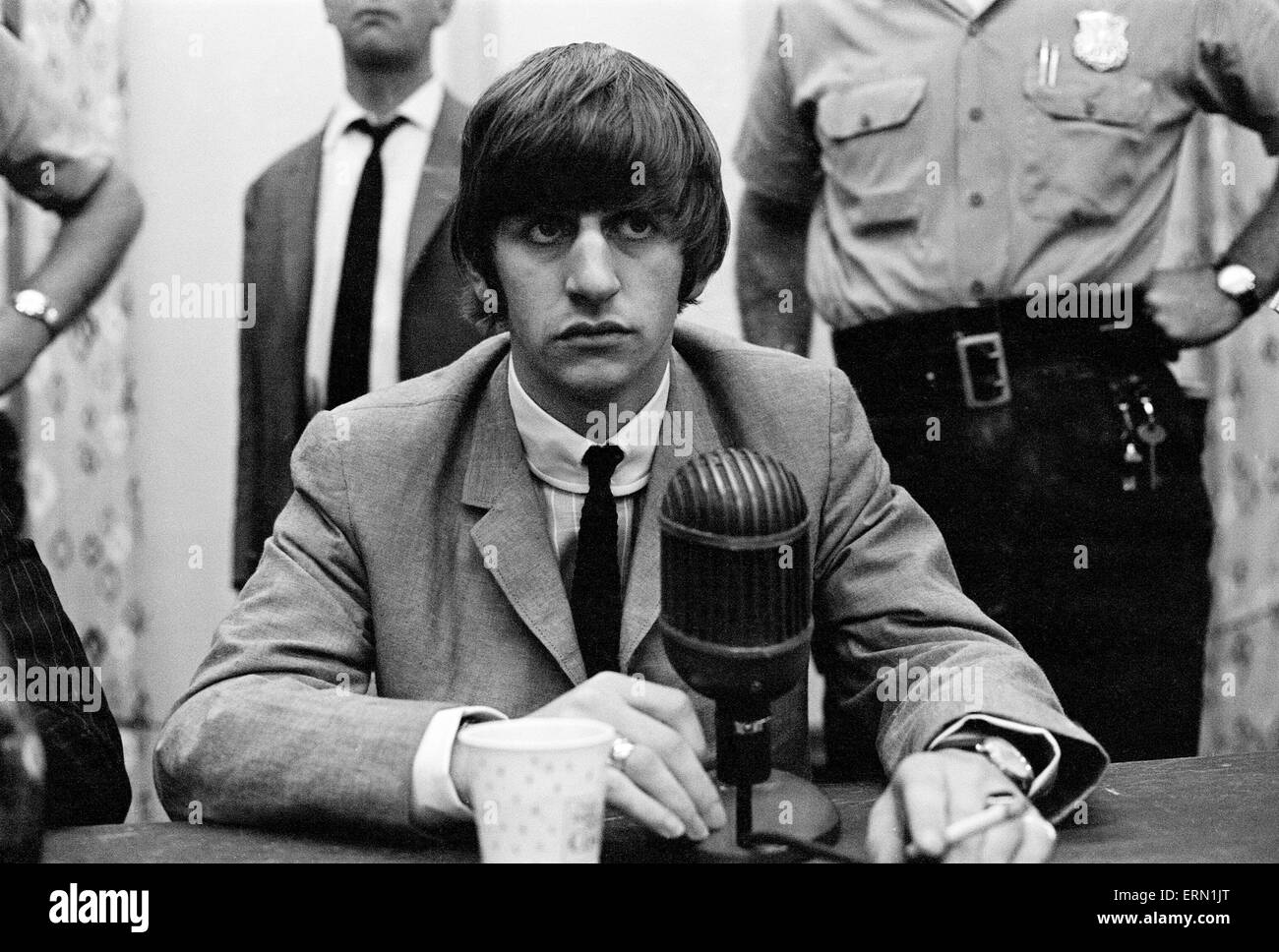 I Beatles tour degli Stati Uniti d'America Agosto 1964 dove si svolgeranno in Forest Hills New York City. (Nella foto) Ringo Starr alla conferenza stampa. Foto Stock