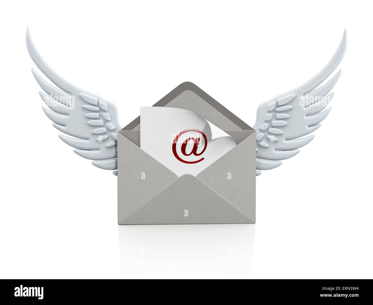 Busta posta con ali sullo smartphone contro il cielo Foto Stock