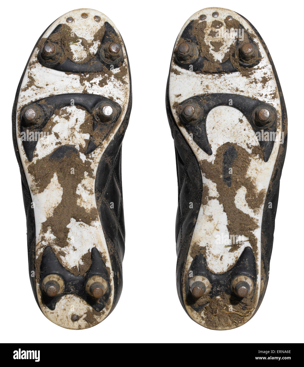 Suola di sporco gli scarpini da calcio Foto Stock