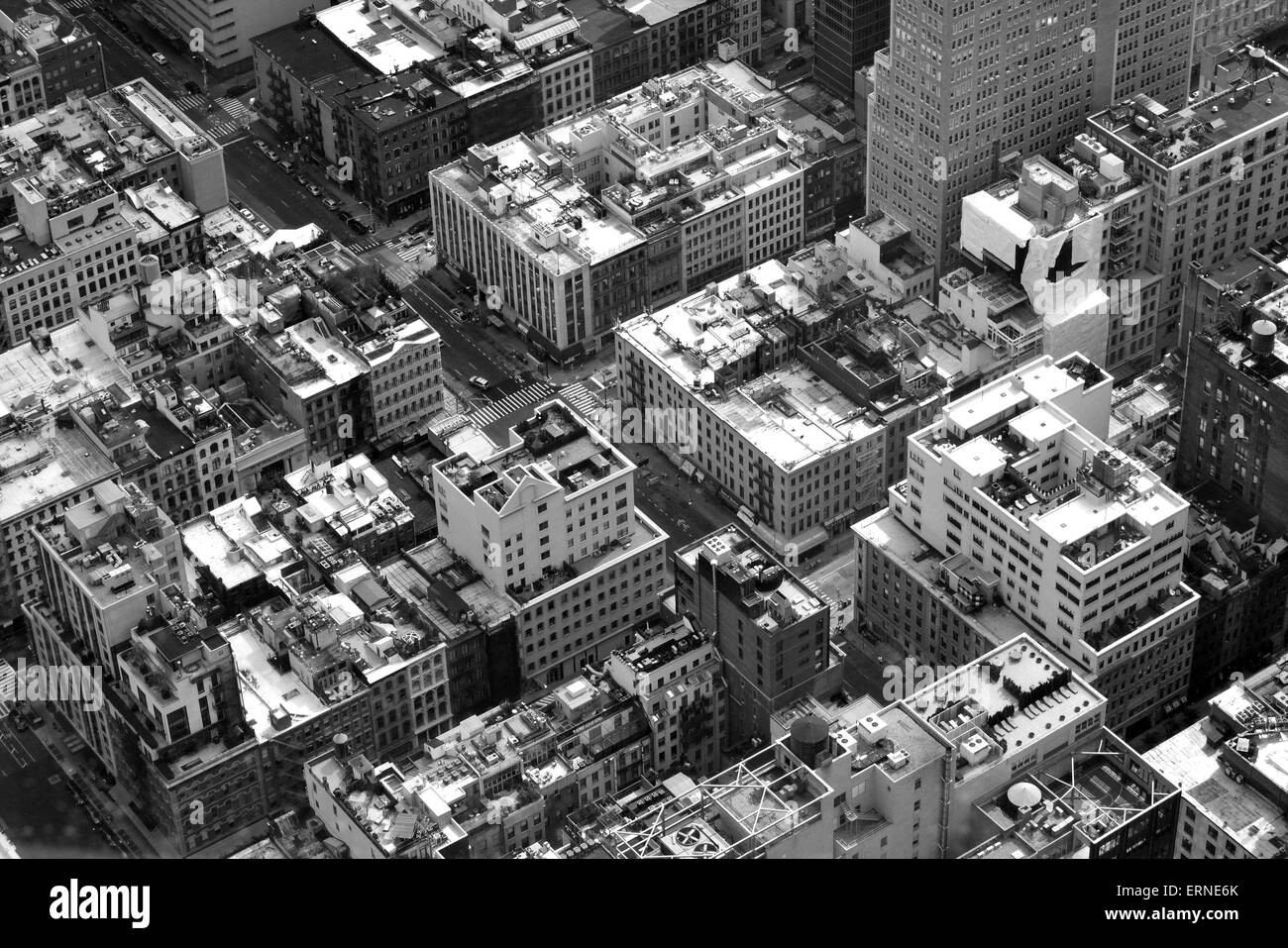 Guardando verso il basso in corrispondenza di Tribeca in Lower Manhattan. Foto Stock