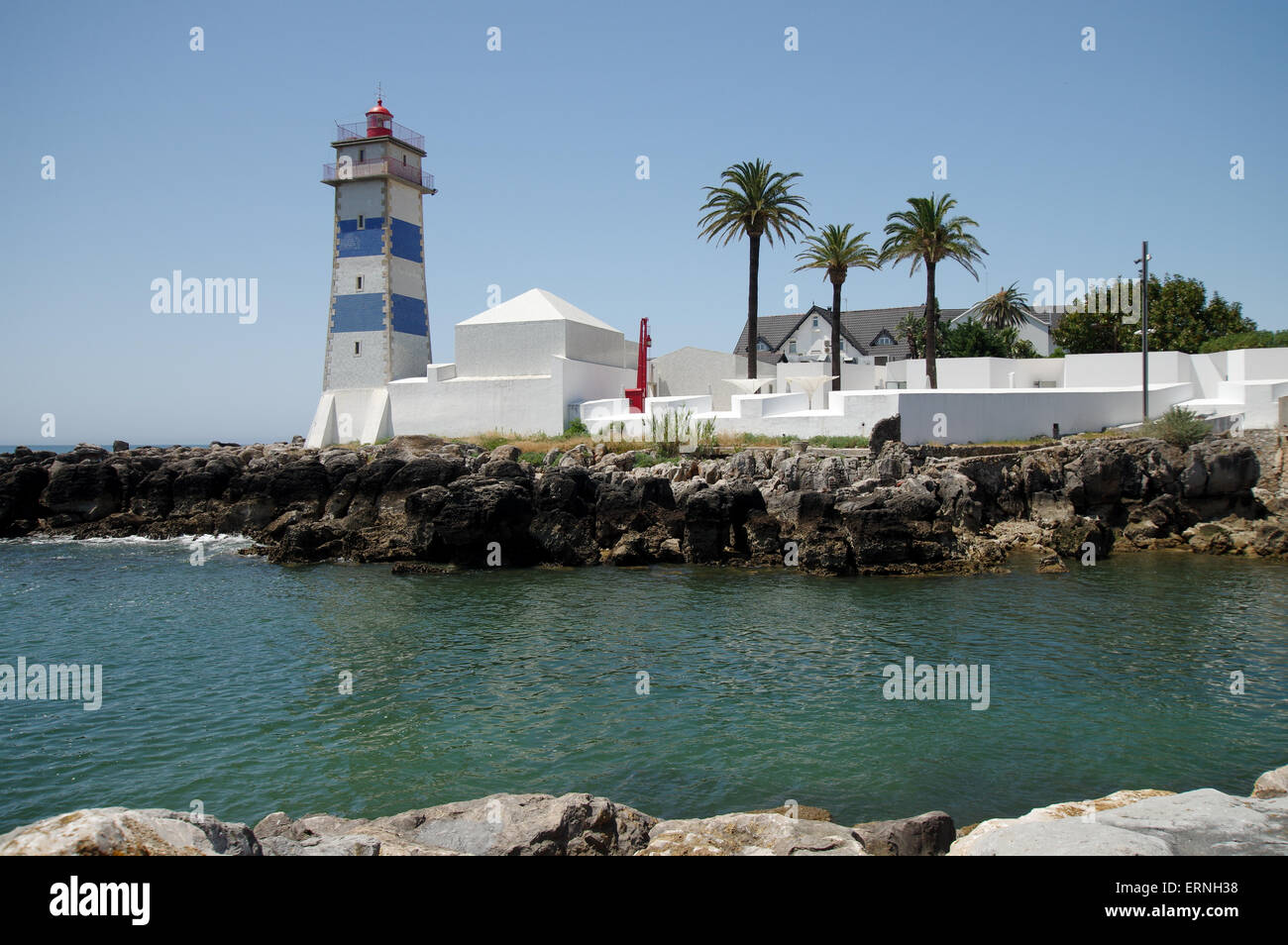Farol de Santa Marta faro in Cascais, Portogallo Foto Stock