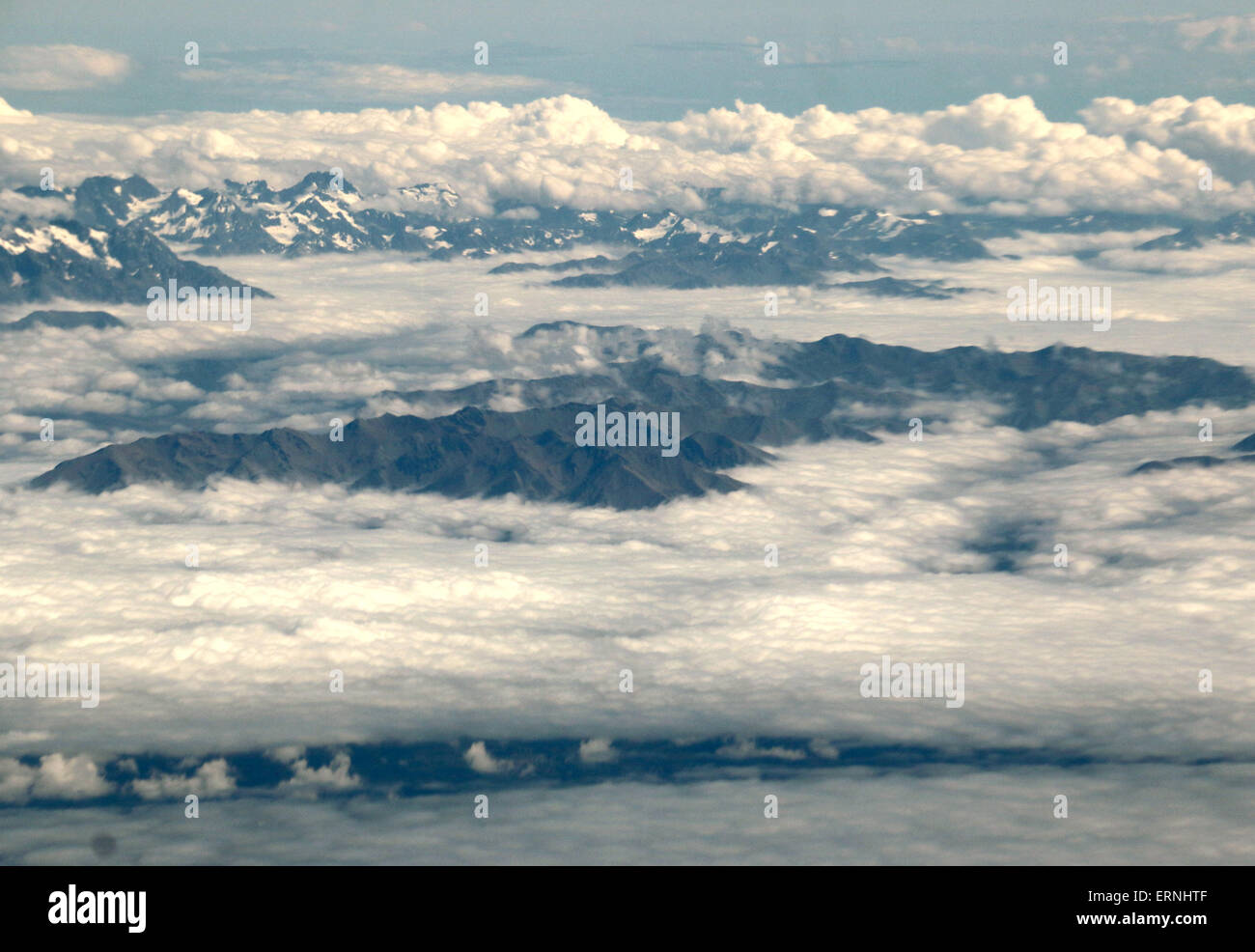 Antenna Sud delle Alpi e della catena montuosa di Isola del Sud della Nuova Zelanda Foto Stock