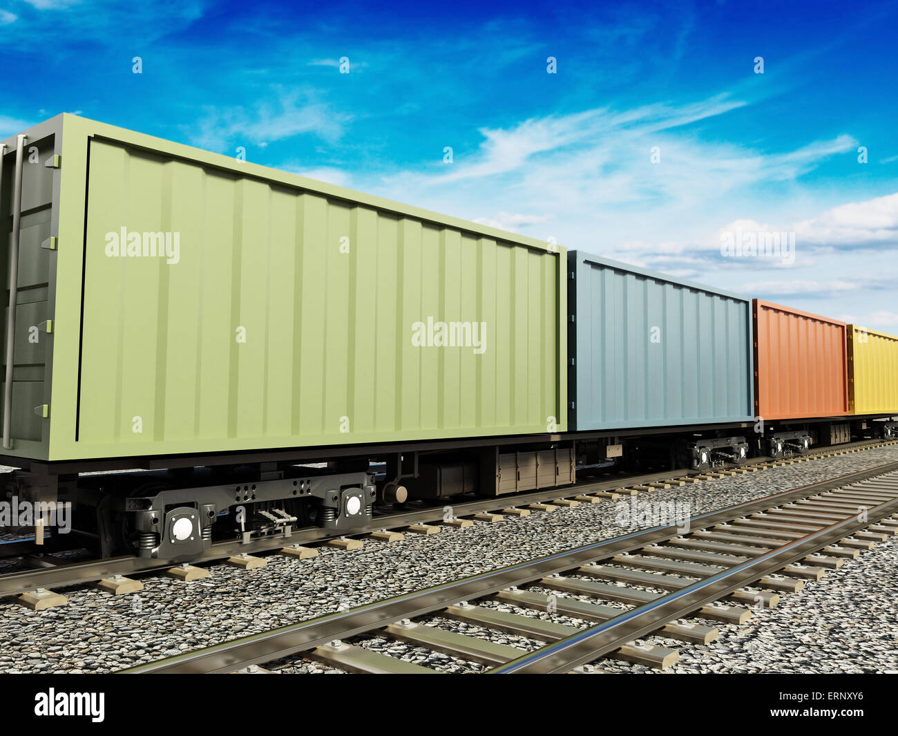Treno merci in movimento su ferrovia Foto Stock