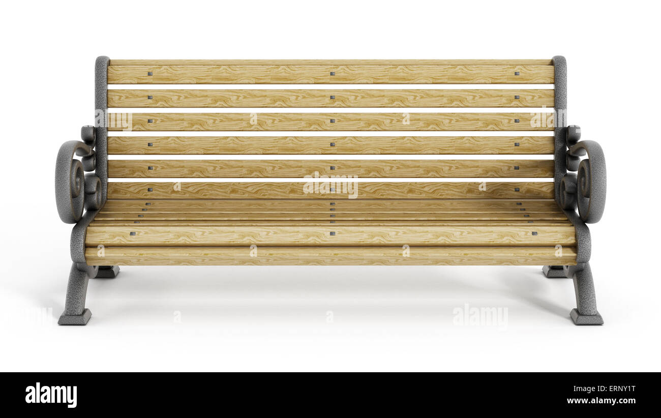 Una panchina nel parco isolato su sfondo bianco Foto Stock