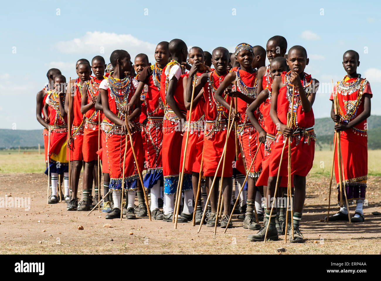 Danza tradizionale Maasai persone Olesere Kenya Africa Foto Stock