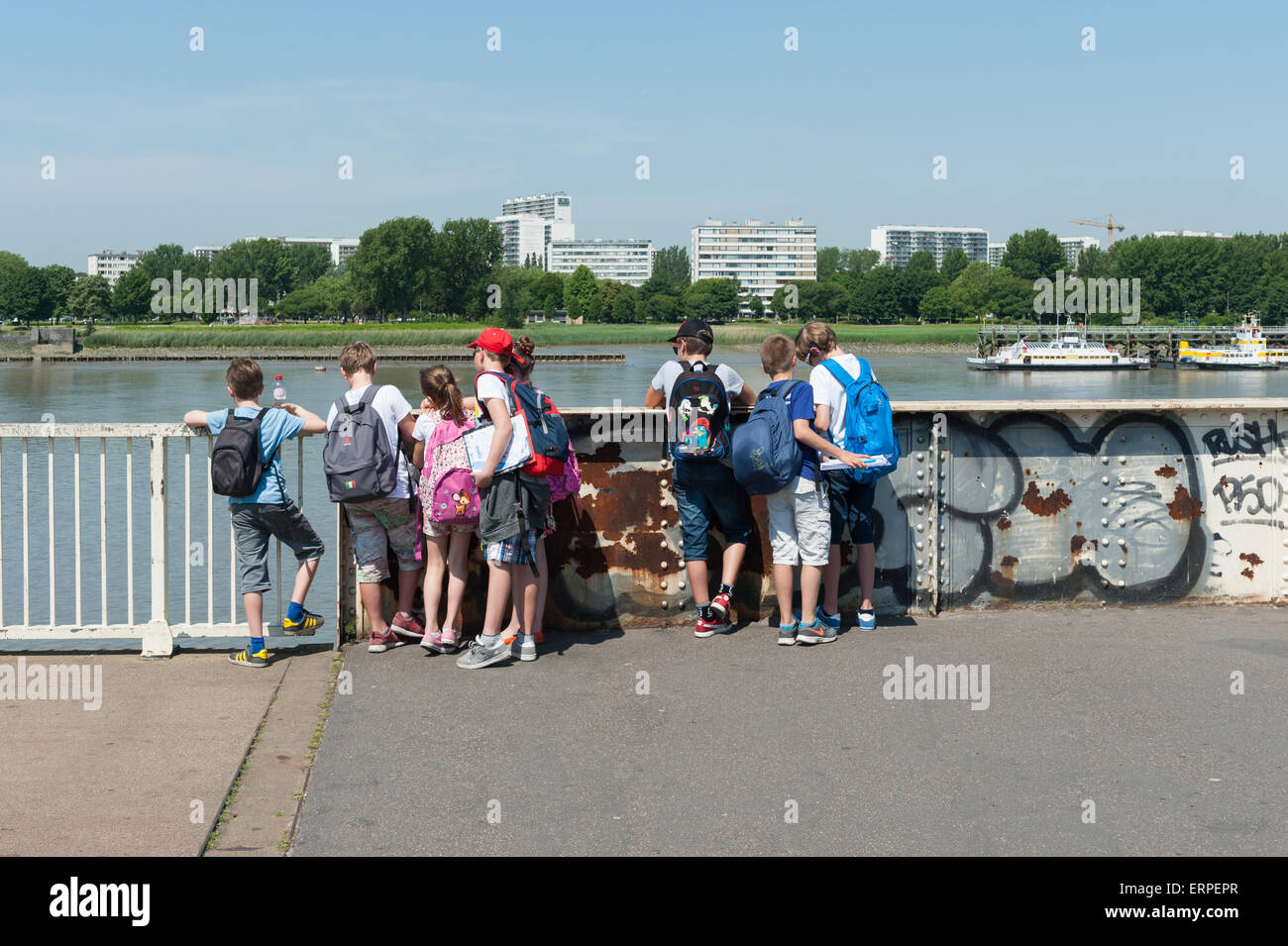 Belgio, Anversa, schoolkids al Zuiderterras Foto Stock