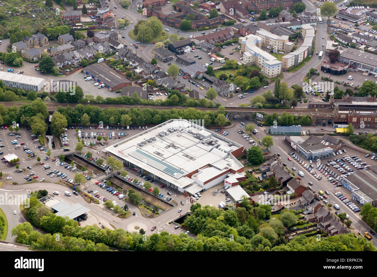 Foto aerea di un negozio Tesco nel Regno Unito Foto Stock
