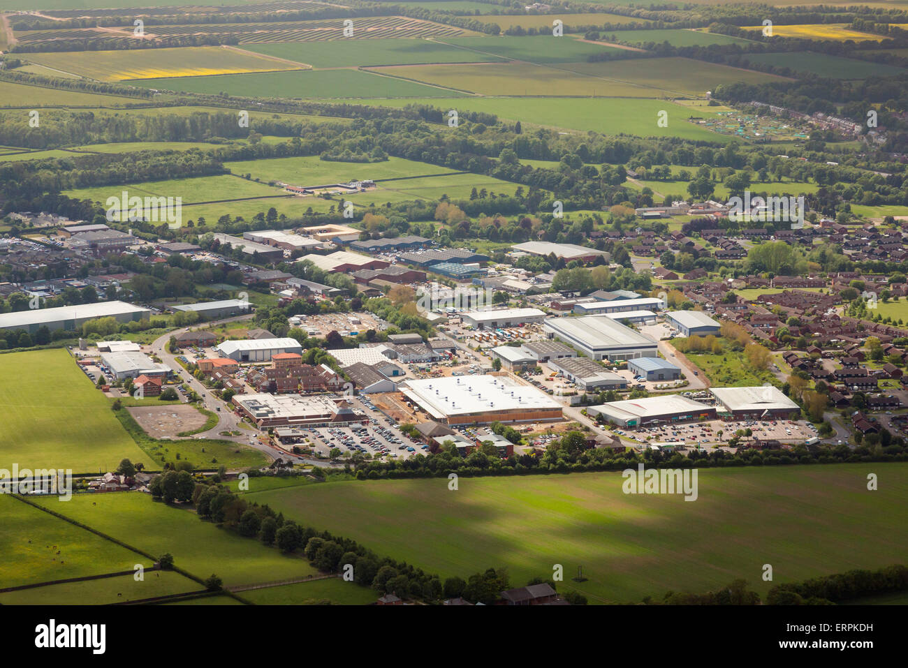 Foto aerea del Newmarket Business Park e Studlands Park Industrial Estate Foto Stock