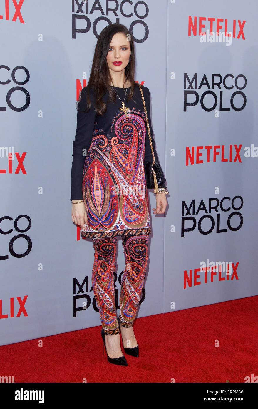 New York premiere di 'Marco Polo' a AMC Lincoln Square - Arrivi con: Georgina Chapman dove: la città di New York, New York, Stati Uniti quando: 02 Dic 2014 Credit: Alberto Reyes/WENN.com Foto Stock