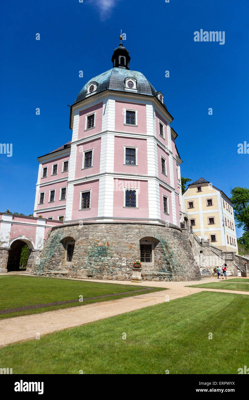 Becov Nad Teplou Castello. Gotica e Barocca ,Czech splendido castello, Regione di Karlovy Vary, Boemia occidentale, Repubblica Ceca, Europa Foto Stock