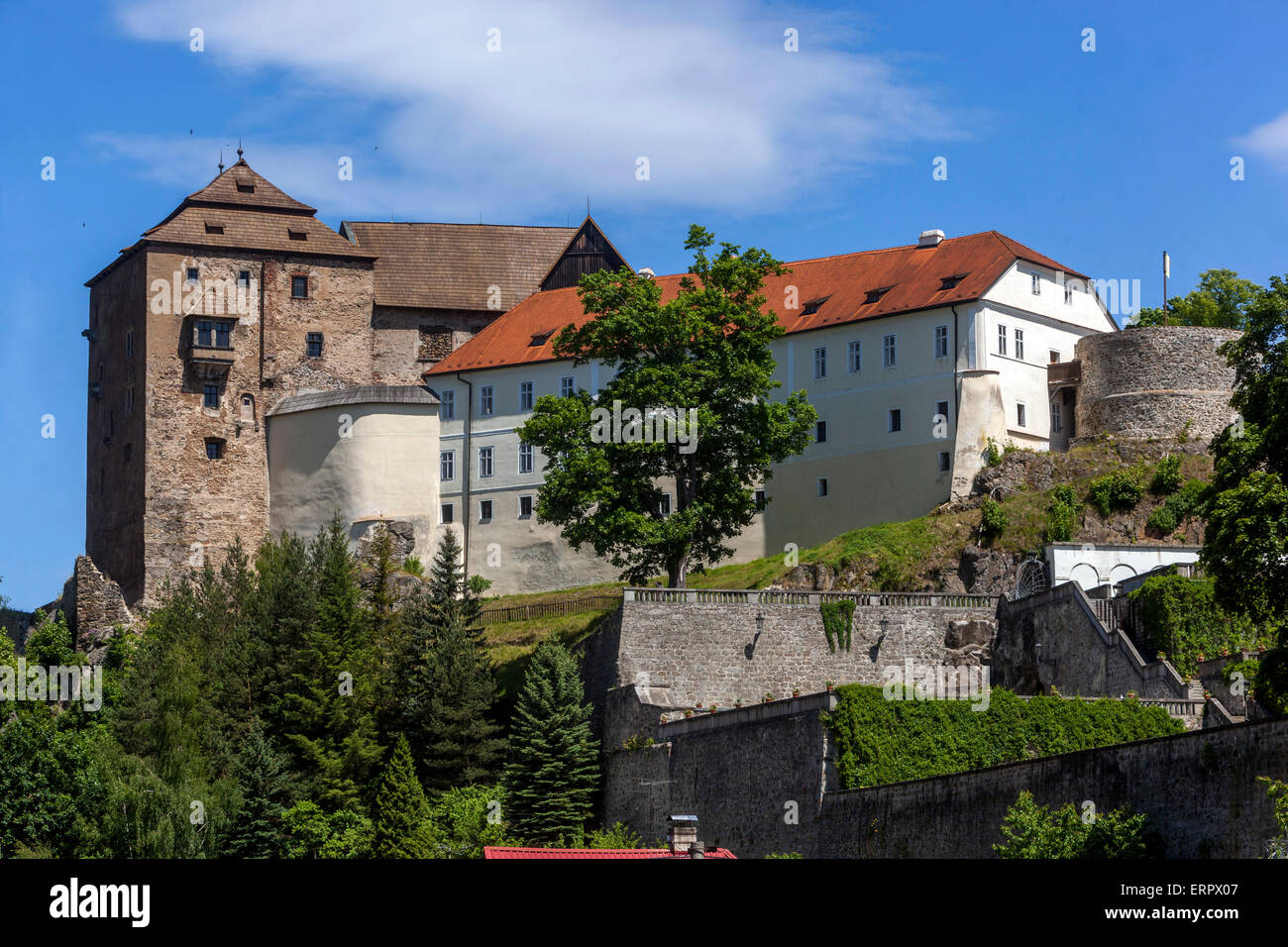 Becov nad Teplou castello skyline. Barocco e gotico Castello ceco Karlovy Vary regione Repubblica Ceca, Europa Foto Stock