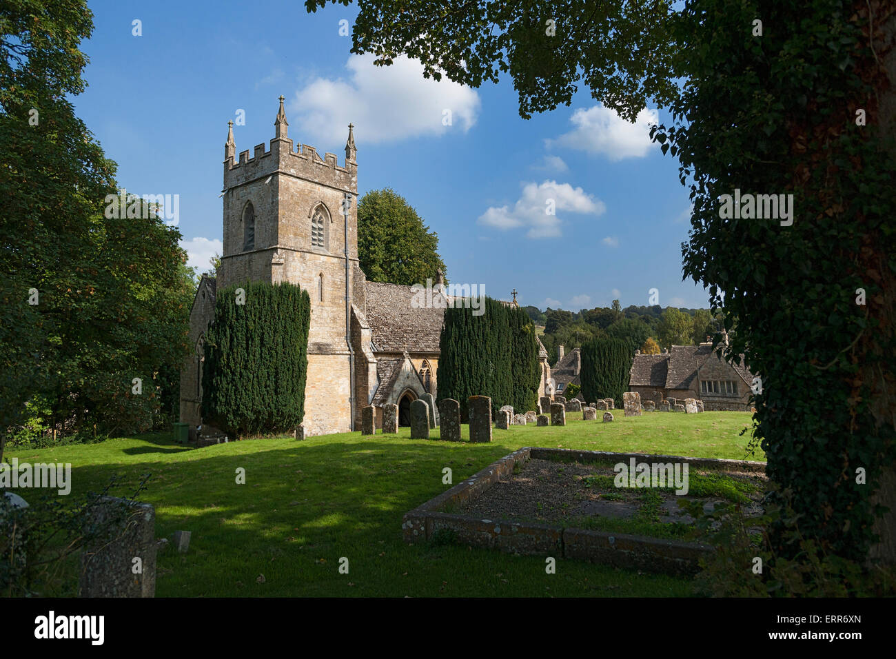 Upper Slaughter, chiesa, Gloucestershire, England Regno Unito Foto Stock