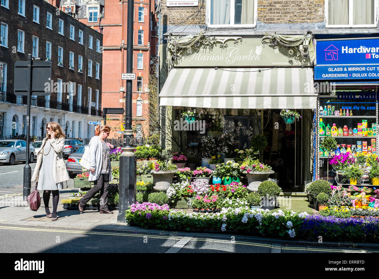 Angolo di fiori shop, Marylebone, London, Regno Unito Foto Stock