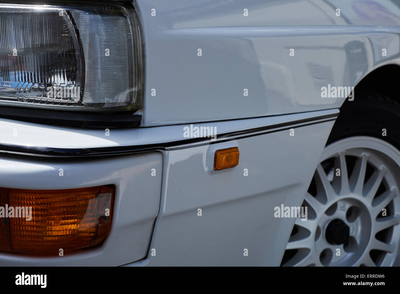 Abstract di un bianco Audi Quattro auto sportive a Skipton Car Show 2015 Foto Stock