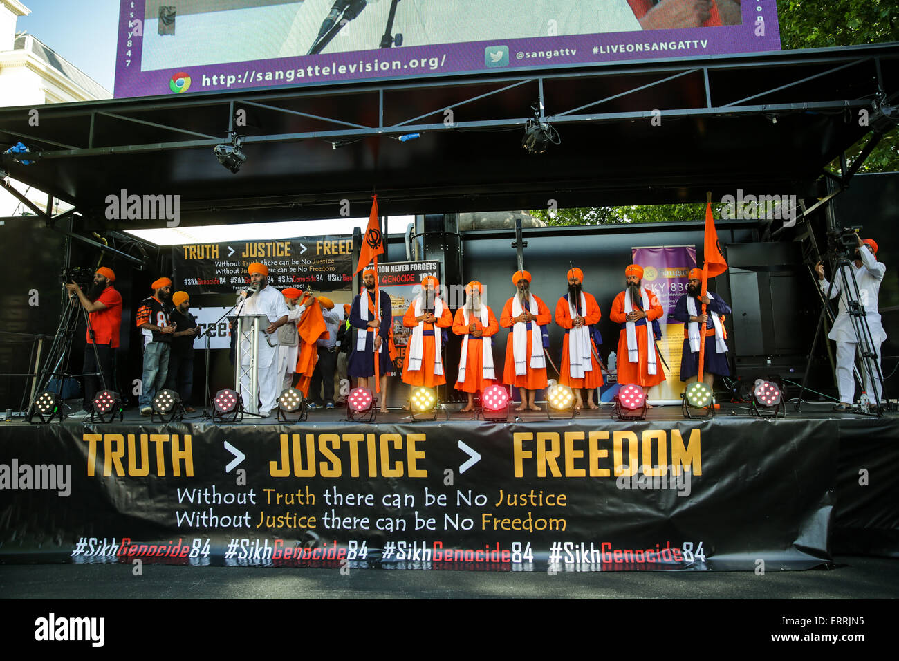 Londra, Regno Unito. 07Th Giugno, 2015. La libertà di religione sikh marzo Rally e nel centro di Londra, 7 giugno 2015 Credit: carol moiré/Alamy Live News Foto Stock