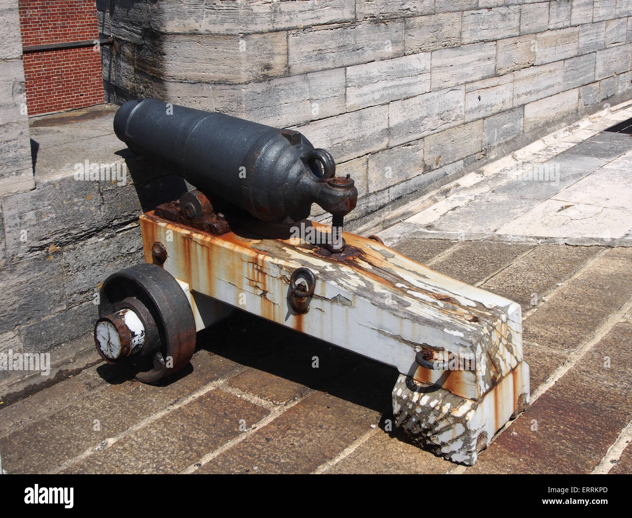 Un piccolo cannone a Southsea Castle, Portsmouth, Hampshire Foto Stock