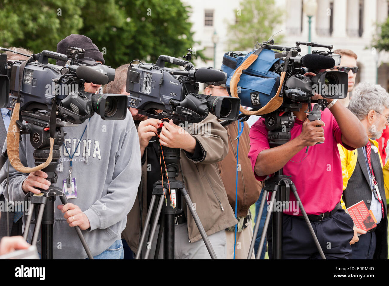 Media cameraman in corrispondenza di un evento stampa - Washington DC, Stati Uniti d'America Foto Stock
