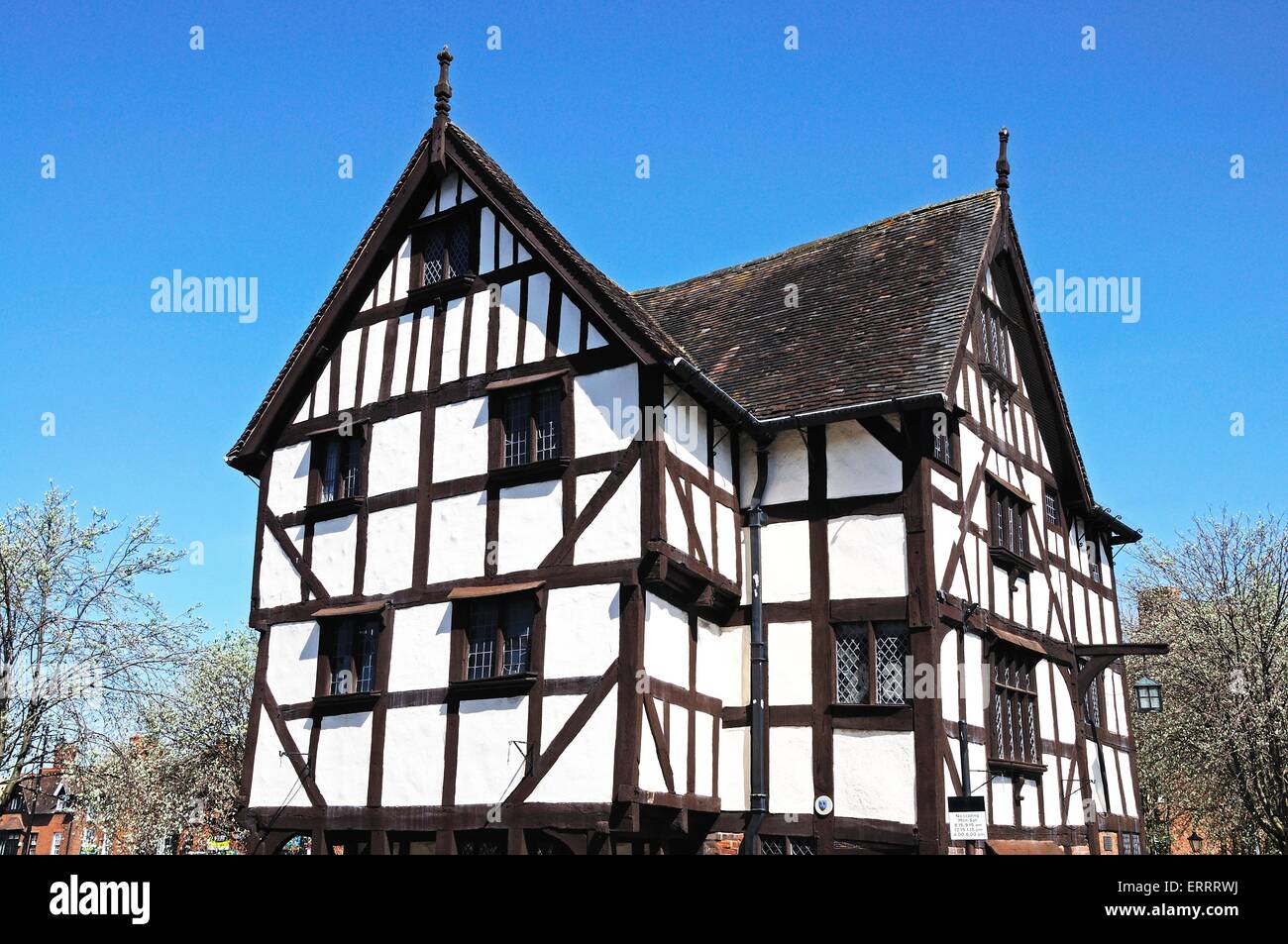 Vista del legno a casa Rowleys , Shrewsbury, Shropshire, Inghilterra, Regno Unito, Europa occidentale. Foto Stock