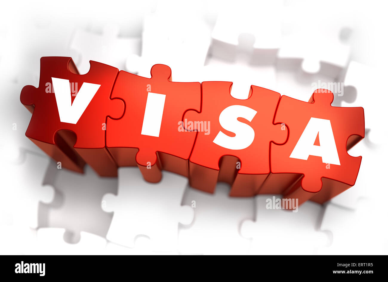 Visa - Parola bianco su rosso puzzle. Foto Stock