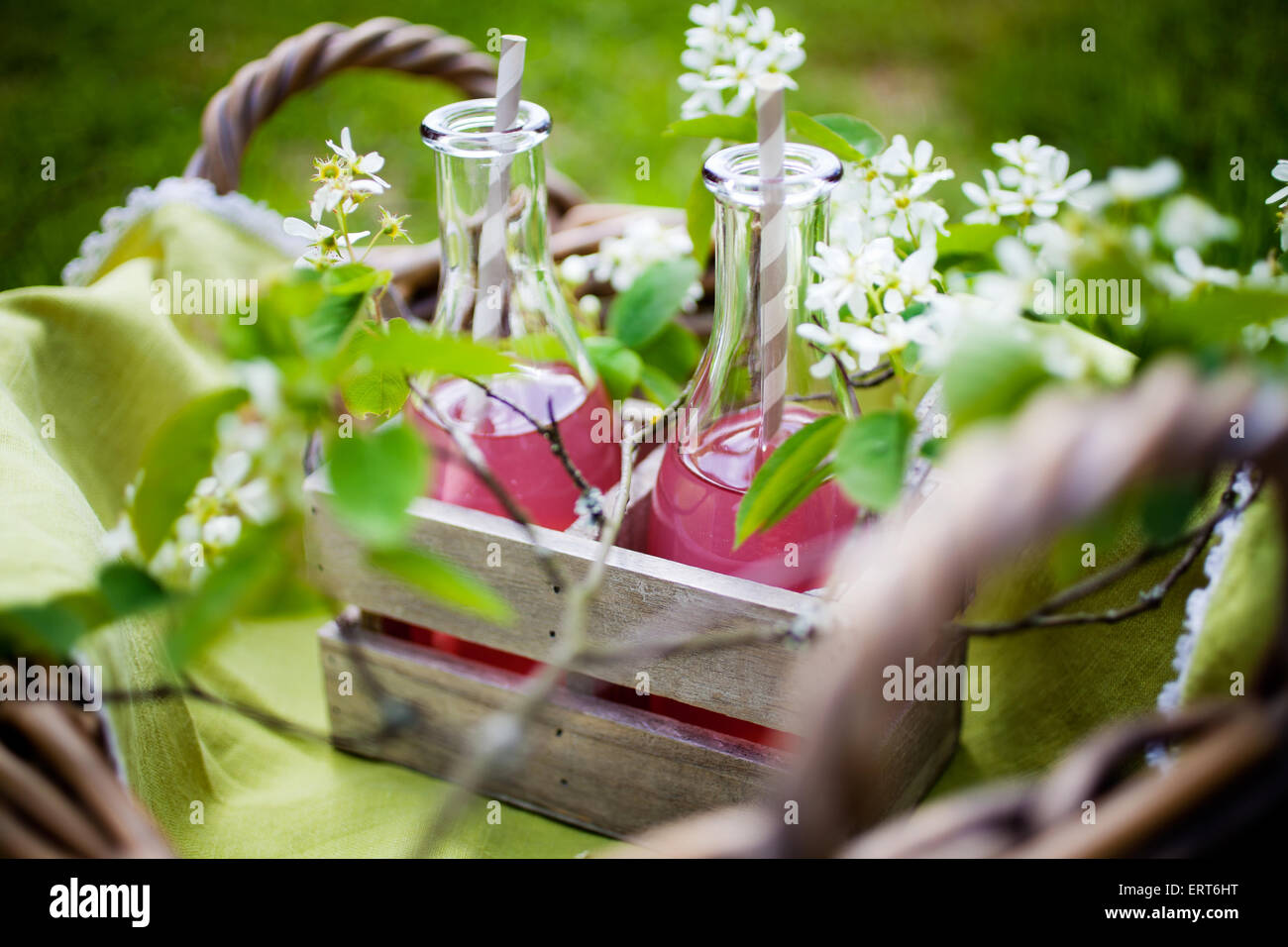 Il succo prodotto in casa fatta di rabarbaro fresco Foto Stock