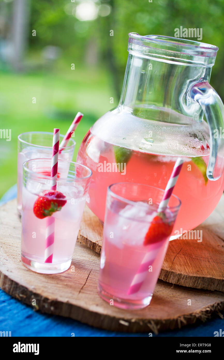 Il succo prodotto in casa con bacche rosse Foto Stock
