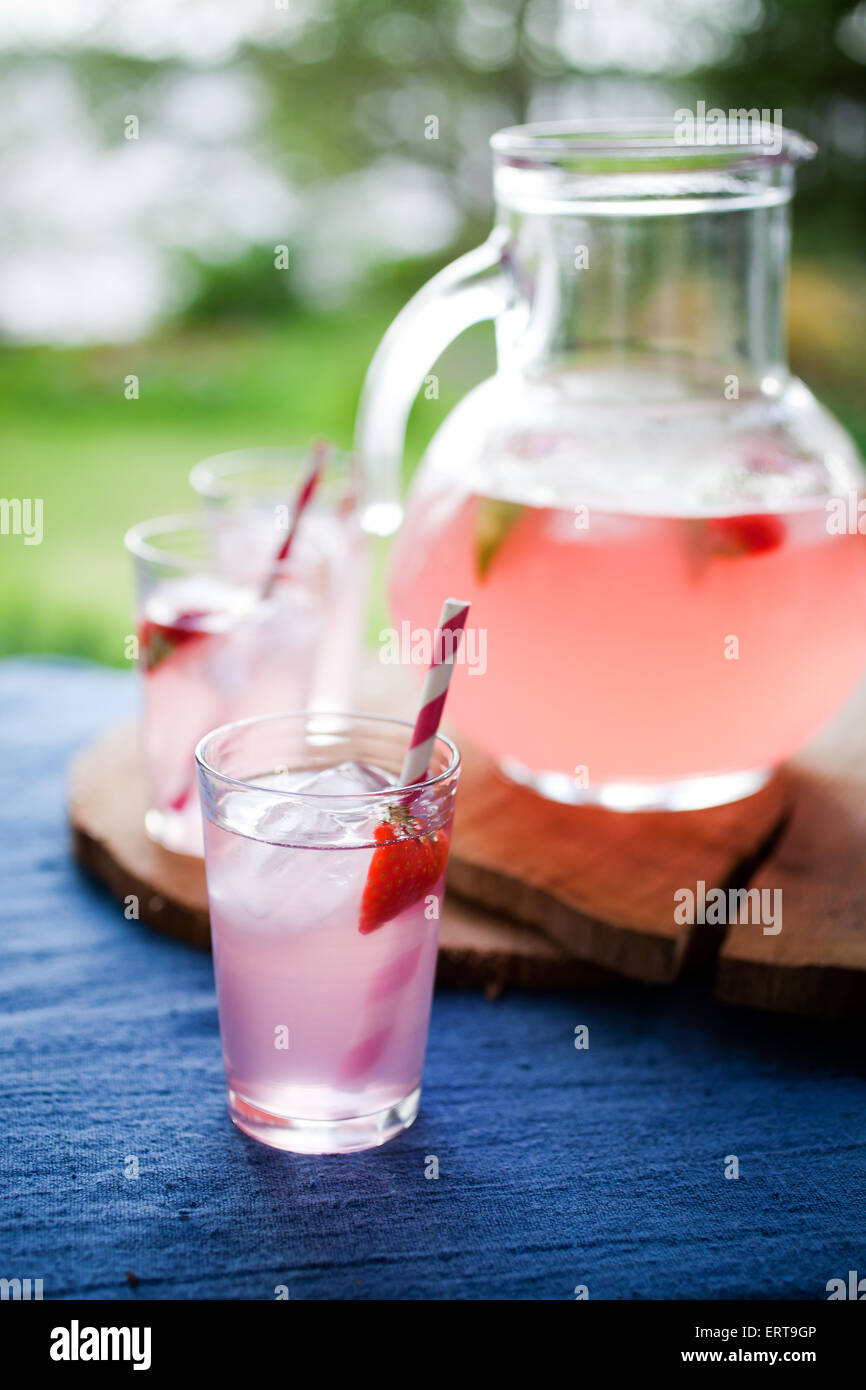Il succo prodotto in casa con bacche rosse Foto Stock
