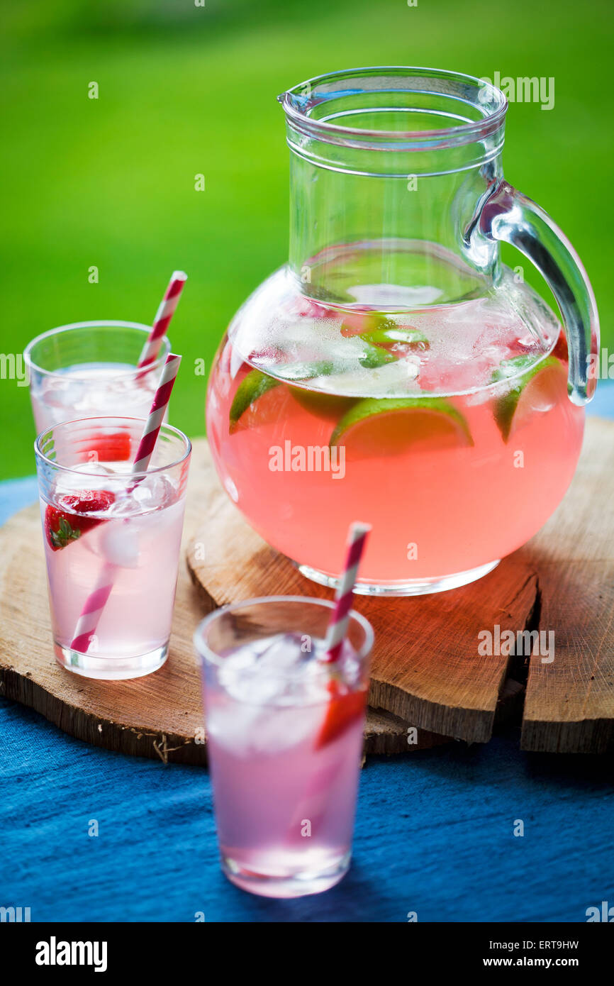 Il succo prodotto in casa con bacche rosse Foto Stock
