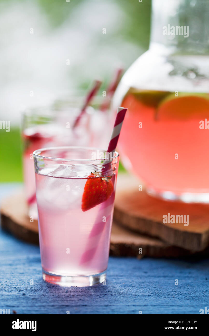 Il succo prodotto in casa con bacche rosse Foto Stock
