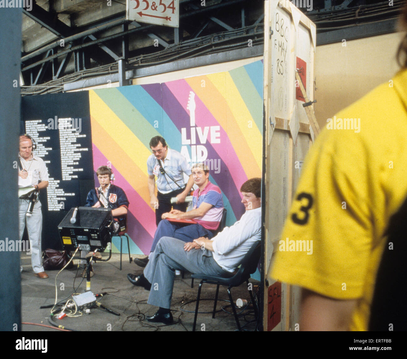 LIVE AID Wembley Stadium il 13 luglio 1985. Dietro le quinte Foto Stock