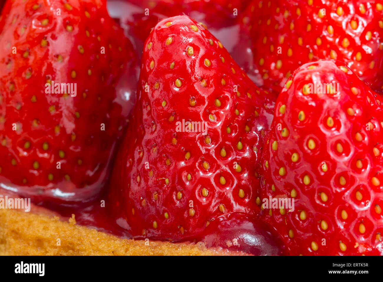 La torta di fragole macro closeup. Foto Stock